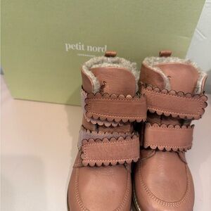 Petit Nord Pink Leather Boots with Fur